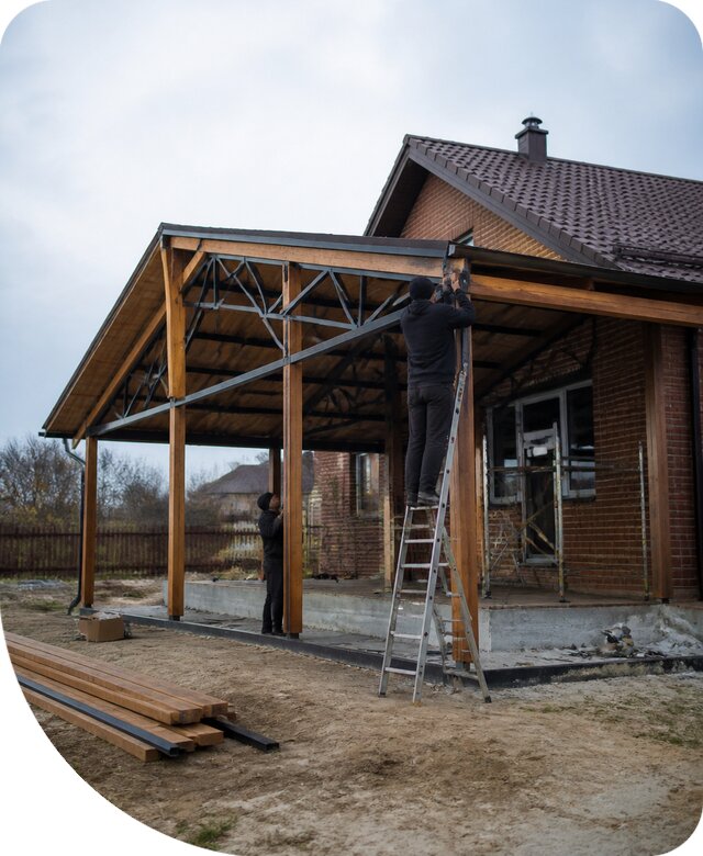 Пристройка навеса к дому и участку в Большой Камне под ключ